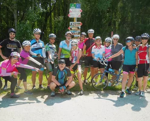 Cyclists on a guided European bike tour